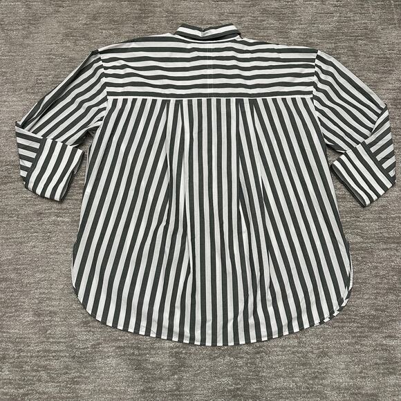 Banana Republic Shirt Womens XXL Gray White Striped Oversized Long Sleeve - Picture 6 of 13